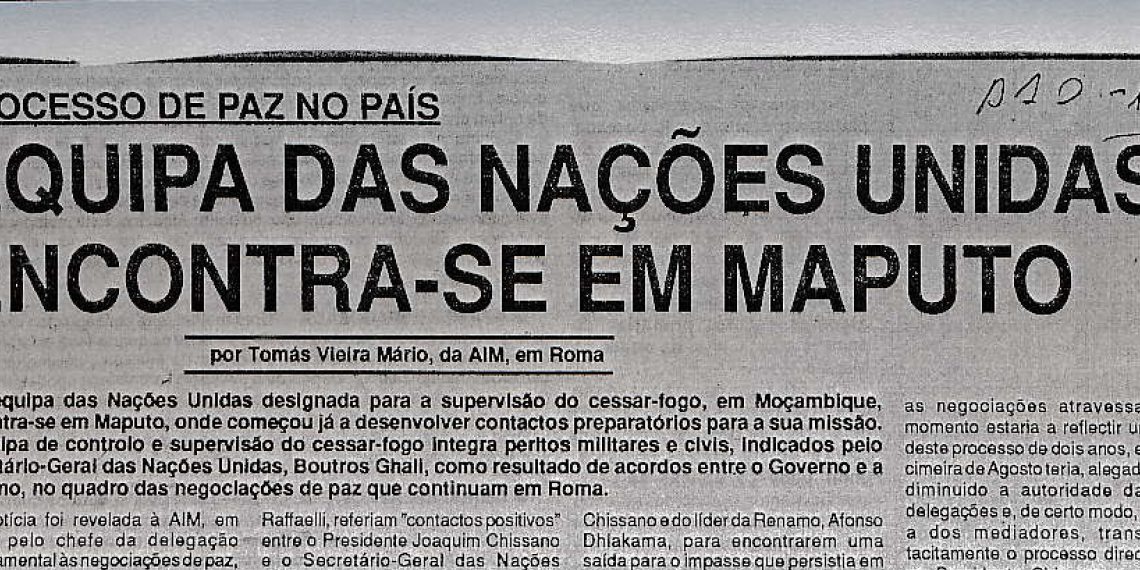 Processo de PAZ no país – Equipa das Nações Unidas encontram-se em Maputo – 11 de Setembro de 1992