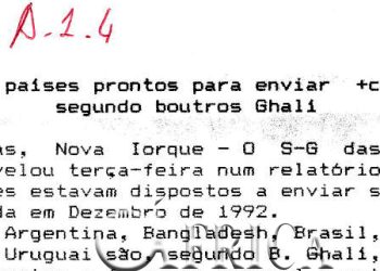 Moçambique – Nove países prontos para enviar “capacetes azuis”, segundo Boutros Ghali – 20 de Janeiro de 1993