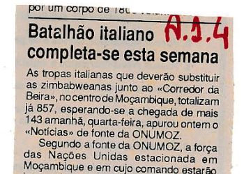 Batalhão italiano completa-se esta semana – 30 de Março de 1993