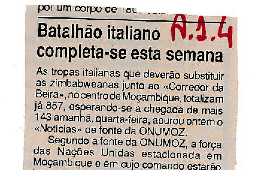 Batalhão italiano completa-se esta semana – 30 de Março de 1993