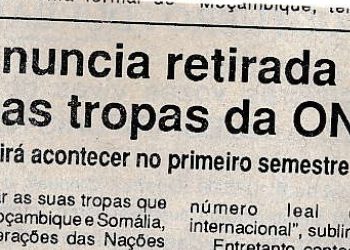 Itália anuncia retirada das suas tropas da Organização das Nações Unidas para Moçambique (ONUMOZ) – 15 de Outubro de 1993