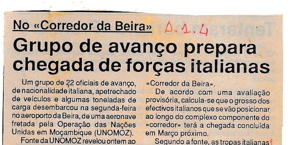 Grupo de avanço prepara chegada de forças italianas – 24 de Fevereiro de 1993