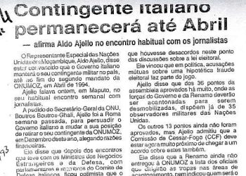 Contingente italiano permanecerá até Abril – 13 de Novembro de 1993
