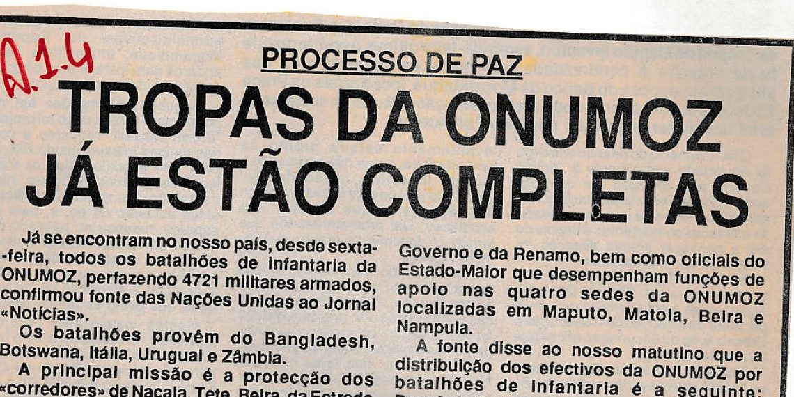Tropas da Organização das Nações Unidas para Moçambique (ONUMOZ) já estão completas – 17 de Abril de 1993
