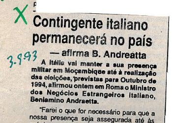 Contingente italiano permanecerá no país – 3 de Setembro de 1993