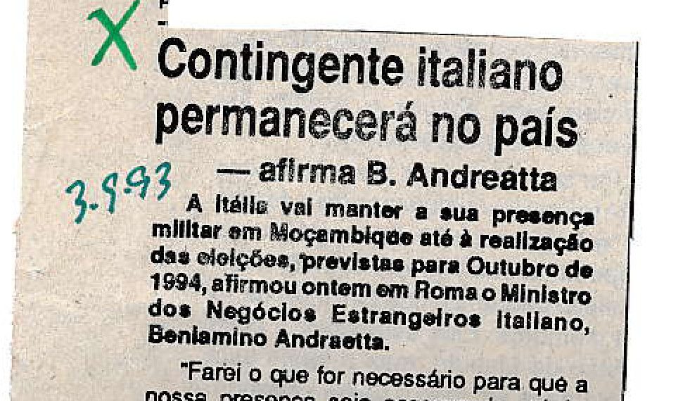 Contingente italiano permanecerá no país – 3 de Setembro de 1993