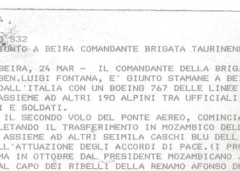 Mozambico – Giunto a Beira comandante brigata taurinense – 24 de Março de 1993