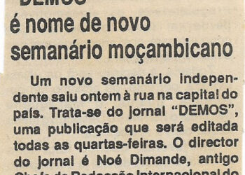 “DEMOS” é nome de novo semanário moçambicano – 19 de Outubro de 1994