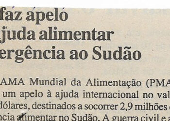 PMA faz apelo para ajuda alimentar de emergência ao Sudão – 15 de Fevereiro de 2001