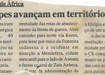 Forcas etíopes avançam em território eritreu – 19 de Maio de 2000