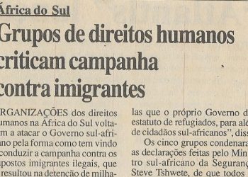 Grupos de direitos humanos criticam campanha contra imigrantes – 18 de Maio de 2000