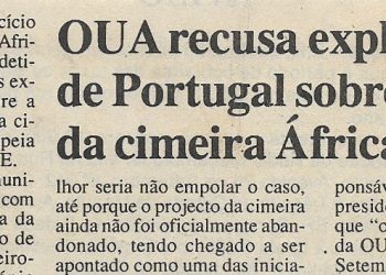 Organização de Unidade Africana (OUA) recusa explicações de Portugal sobre fracasso da cimeira África/EU – 4 de Janeiro de 2000