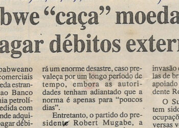 Zimbabwe “caça” moedas fortes para pagar débitos externos – 12 de Fevereiro de 2001