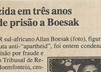 Reduzida em três anos pena de prisão a Boesak – 13 Maio de 2000           
