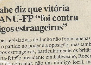Mugabe diz que Vitória da ZANU-FP “foi contra inimigos estrangeiros” – 08 de Julho de 2000