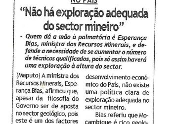 No País: “Não há exploração adequada do sector mineiro” – 27 de Maio de 2005