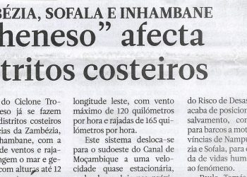 Zambézia, Sofala e Inhambane: “Chaneso” afecta distritos costeiros – 26 de janeiro de 2023