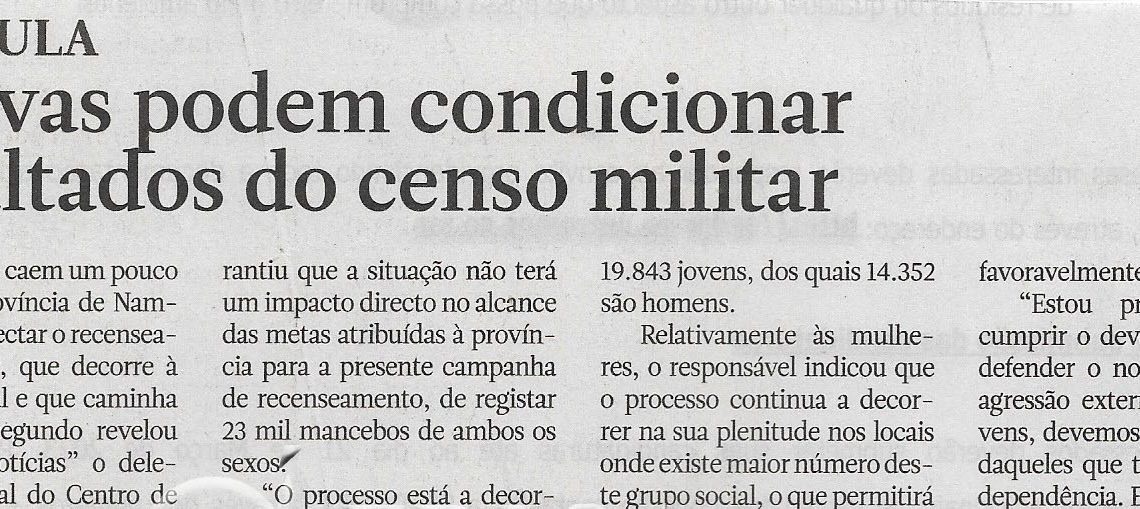 Nampula: Chuvas podem condicionar resultados do censo militar – 22 de Fevereiro de 2023