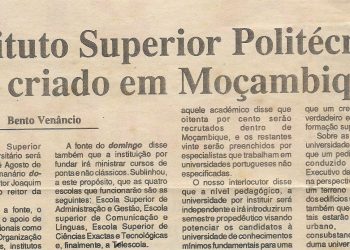 Instituto Superior Politécnico será criado em Moçambique – 25 de Setembro de 1994