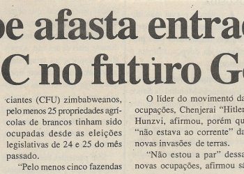 Mugabe afasta entrada do MDC no futuro Governo – 03 de Julho de 2000