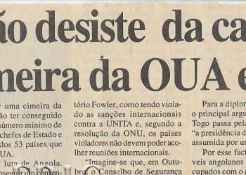 Angola não desiste da campanha contra cimeira da OUA em Lomé – 18 de Maio de 2000