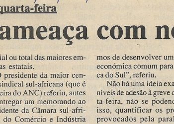 Depois da paralisação: COSATU ameaça com novas greves – 12 de Maio de 2000