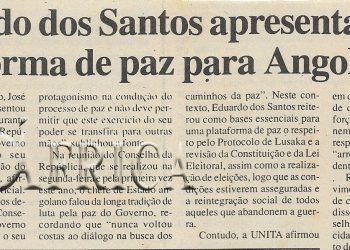 Eduardo dos Santos apresenta plataforma de paz para Angola – 06 de Julho de 2000