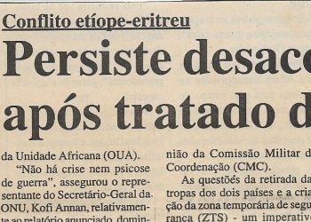 Conflito etíope-eritreu: Persiste desacordado após tratado de paz – 24 de Janeiro de 2001