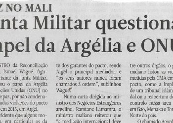 Paz no Mali: Junta Militar questiona papel da Argélia e ONU – 03 de Março de 2023