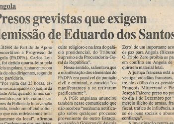 Angola: Presos grevistas que exigem demissão de Eduardo dos Santos – 26 de Janeiro de 2001