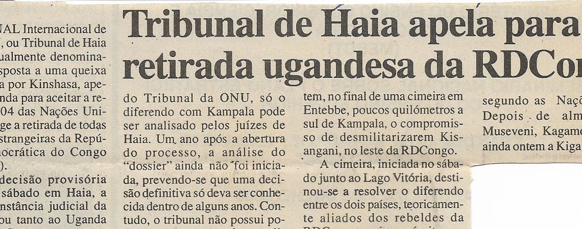 Tribunal de Haia apela para retirada ugandesa da RDCongo – 03 de Julho de 2000
