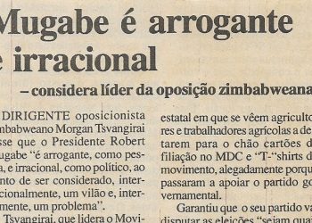 Mugabe é arrogante e irracional – 18 de Maio de 2000