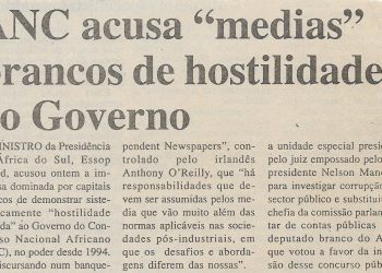 ANC acusa “medias” brancos de hostilidade ao Governo – 08 de Fevereiro de 2001