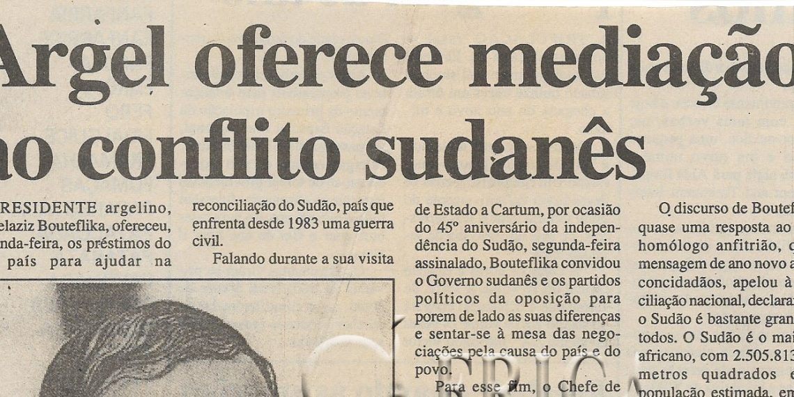 Argel oferece mediação ao conflito sudanês – 03 de Janeiro de 2001