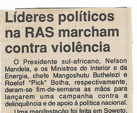 Líderes políticos na RAS marcham contra violência – 17 de Outubro de 1994