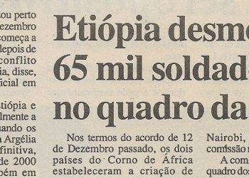 Etiópia desmobiliza 65 mil soldados no quadro da paz – 03 de Janeiro de 2001