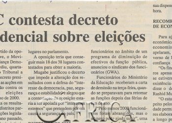 Zimbabwe: MDC contesta decreto presidencial sobre eleições – 05 de Janeiro de 2001