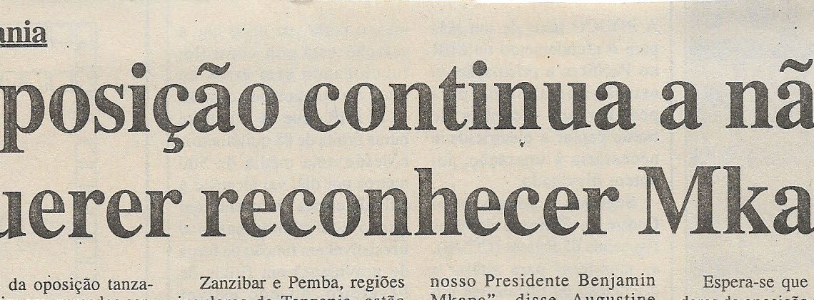 Tanzania: Oposição continua a não querer reconhecer Mkapa – 10 de Fevereiro de 2001