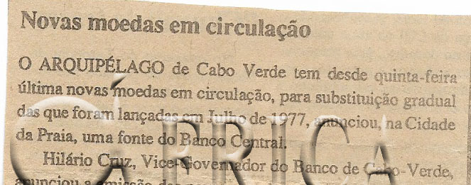 Novas moedas em circulação – 20 de Dezembro de 1994