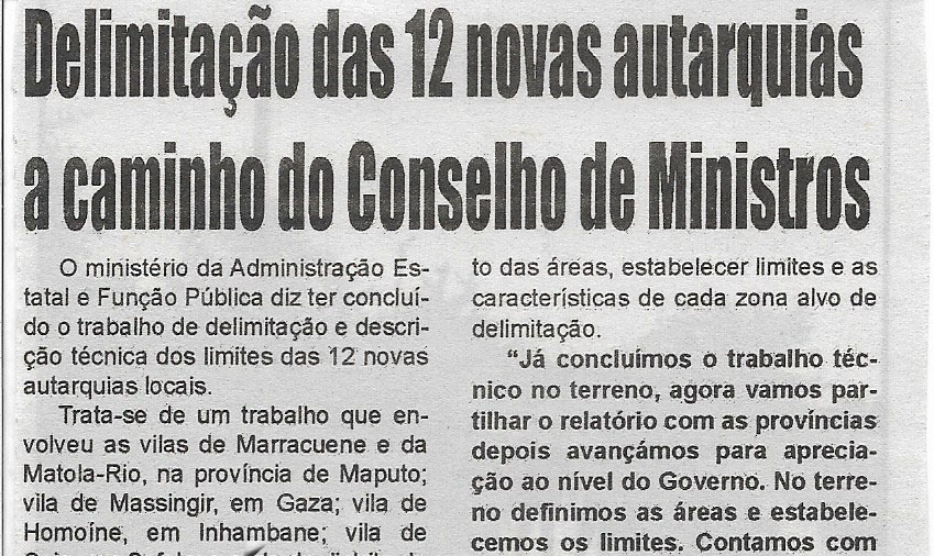 Delimitação das 12 novas autarquias a caminho do Conselho de Ministros – 17 de Fevereiro de 2023