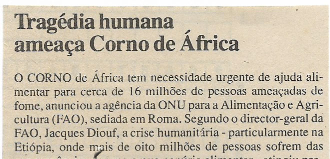 Tragédia humana ameaça Corno de África – 24 de Abril de 2000