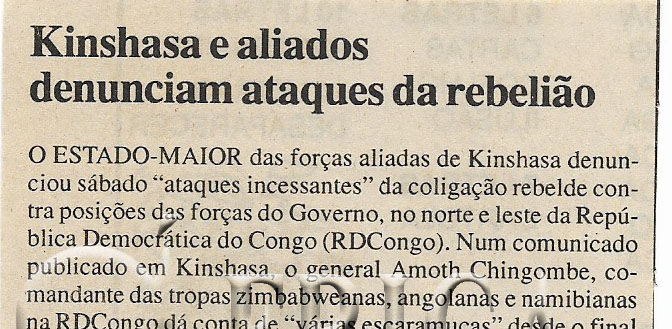 Kinshasa e aliados denunciam ataques da rebelião – 15 de Maio de 2000