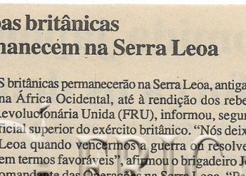 Tropas britânicas permanecem na Serra Leoa – 04 de Janeiro de 2001