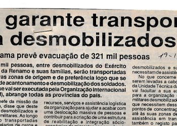 Organização Internacional de Migração (OIM) garante transporte para desmobilizados: Programa prevê evacuação de 321 mil pessoas – 19 de Novembro de 1993