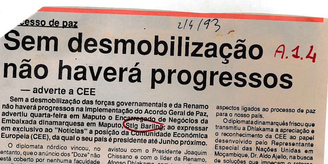 Sem desmobilização não haverá progressos – adverte Comunidade Económica Europeia (CEE) – 02 de Abril de 1993