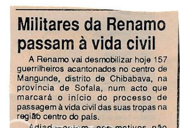 Militares da Renamo passam à vida civil – 14 de Abril de 1993