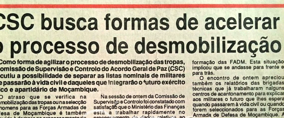 Comissão de Supervisão e Controlo (CSC) busca formas de acelerar o processo de desmobilização – 26 de Julho de 1994
