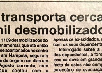 Nampula: Organização Internacional para Migração (OIM) transporta cerca de mil desmobilizados – 05 de Agosto de 1994