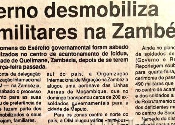 Governo desmobiliza 750 militares na Zambézia – 09 de Agosto de 1994