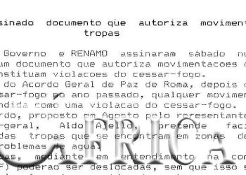 Moçambique: assinado documento que autoriza movimentações de tropas – 25 de Outubro de 1993